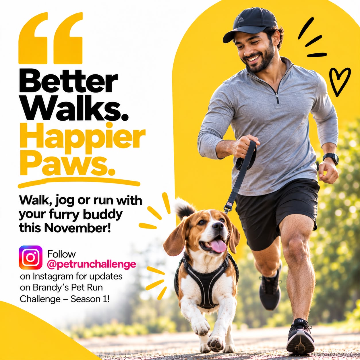 Runner walking his beagle — Better Walks. Happier Paws.
